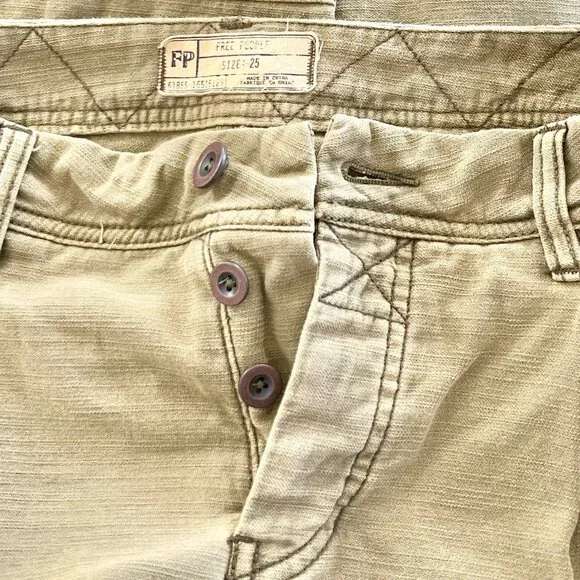 FREE PEOPLE High-Rise Button-Fly Moss Green Utility Boyfriend Pant Size 25 - Picture 14 of 16